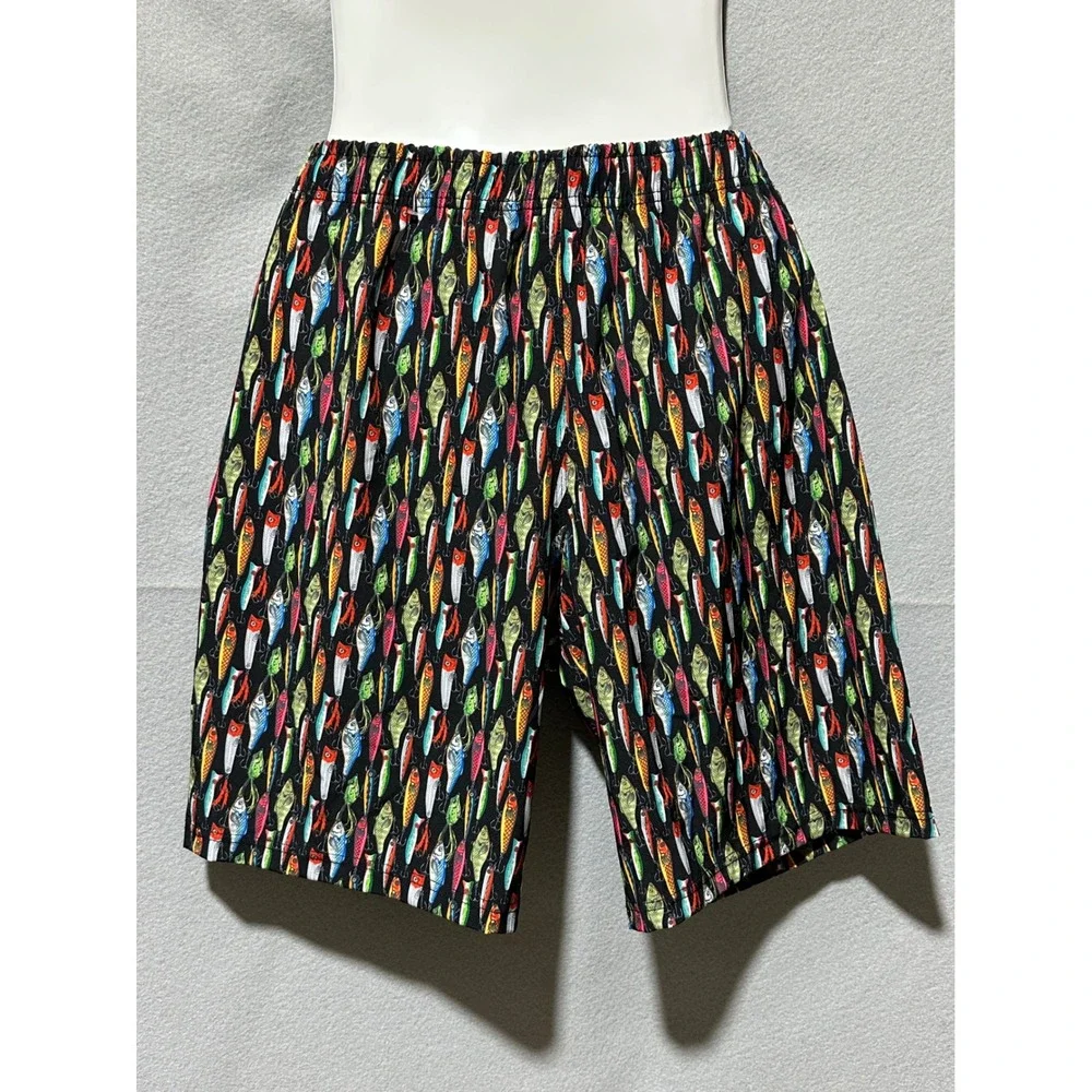 Two Left Feet Mens Swim Trunks Fishing Lures Print Medium M 32 Shorts